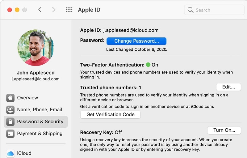 zmień hasło do Apple ID mac