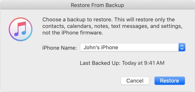 wiederherstellen von itunes backup