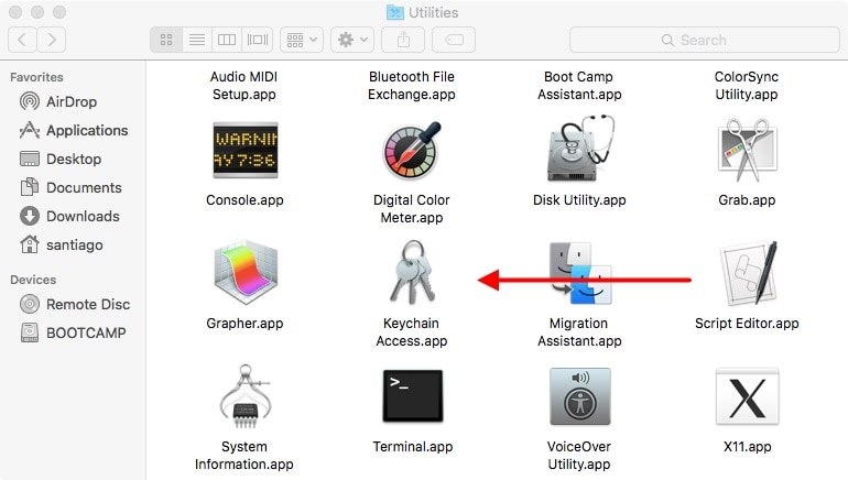 mac open sleutelhanger-app