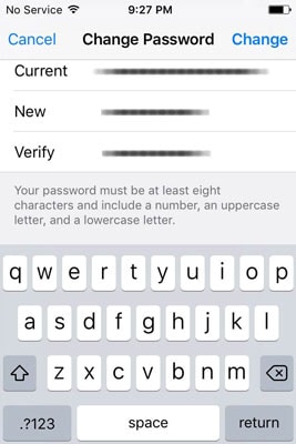 Změňte heslo iCloud na iPhone