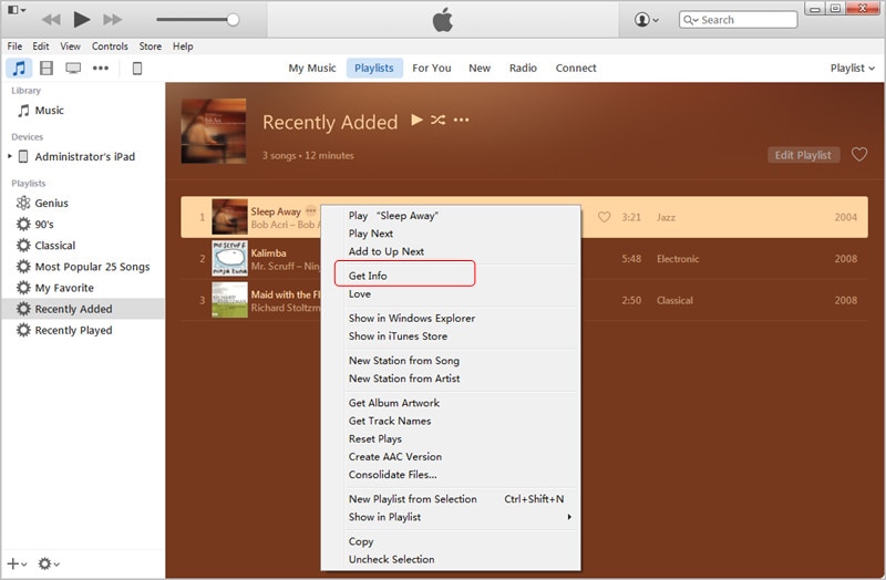 Transferir MP3 a iPad con iTunes: obtener información