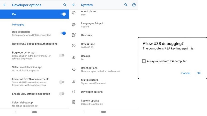 включить отладку по USB