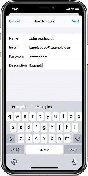 återansluter e-postkonto i iPhone