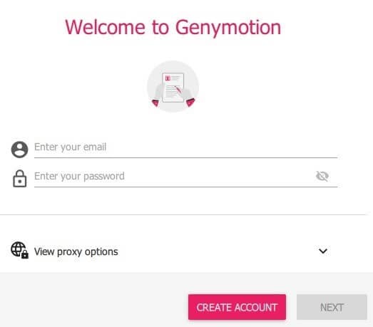 créer un compte pour genymotion