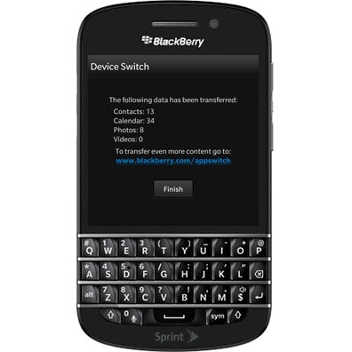 перенести данные с Android на BlackBerry-10