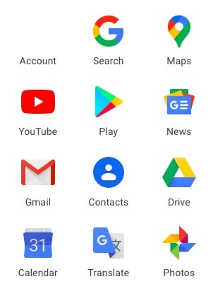 Google Fotos-ikon i Google Apps-menuen