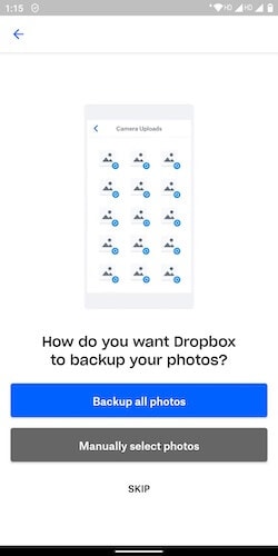 Sikkerhedskopier billeder i Dropbox