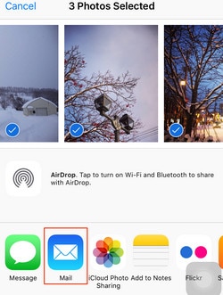 Transfiere fotos de iPhone a una unidad flash usando el paso 3 del correo electrónico