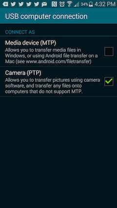 ændre din forbindelsestype til kamera (ftp)