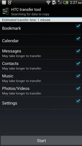 puhelimen siirtosovellus - HTC Transfer Tool