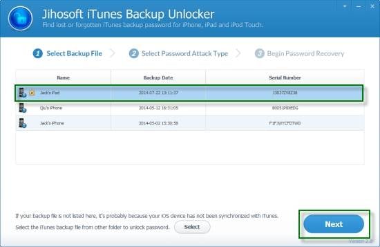 Jihosoft iTunes Backup Unlocker pro zálohovací heslo pro iPhone