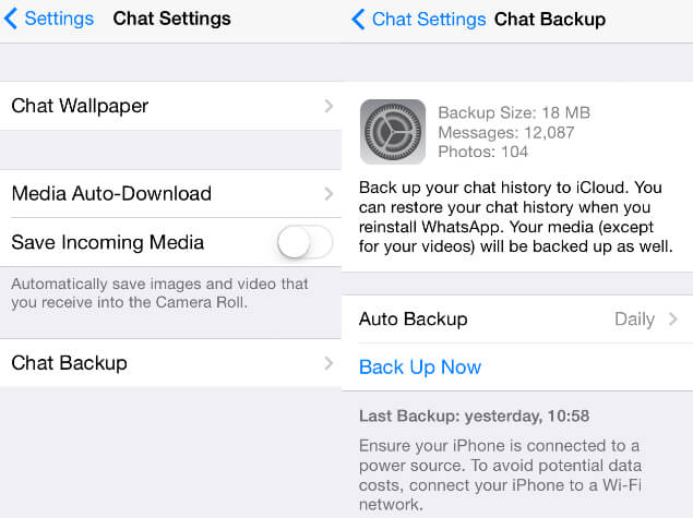 Neueste WhatsApp-Sicherung anzeigen