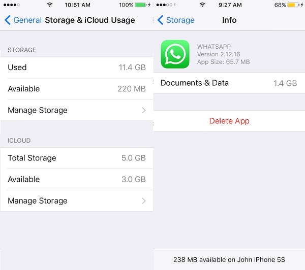 مشاكل وحلول ios 12 whatsapp - حذف بيانات WhatsApp