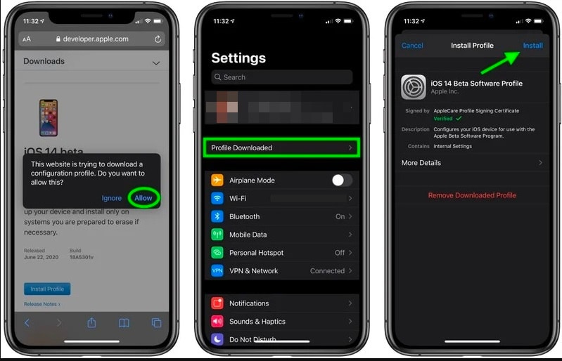 instalación del perfil beta de ios 14