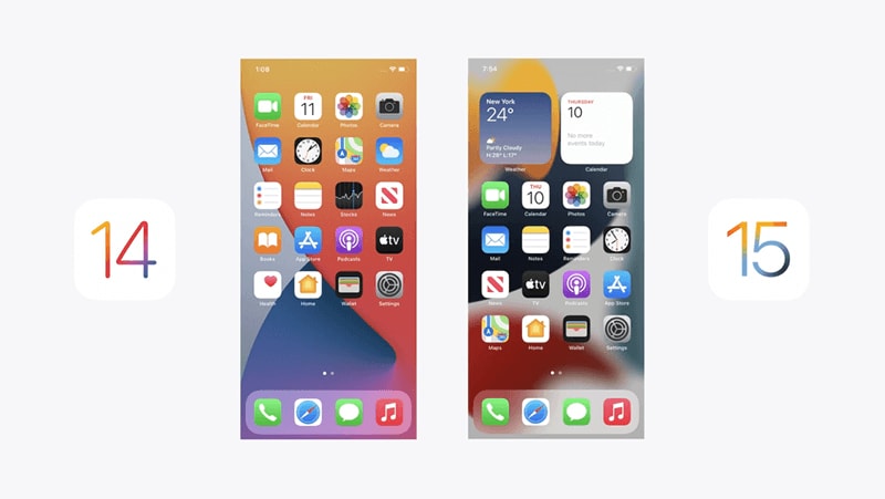 ios 14 contre ios 15