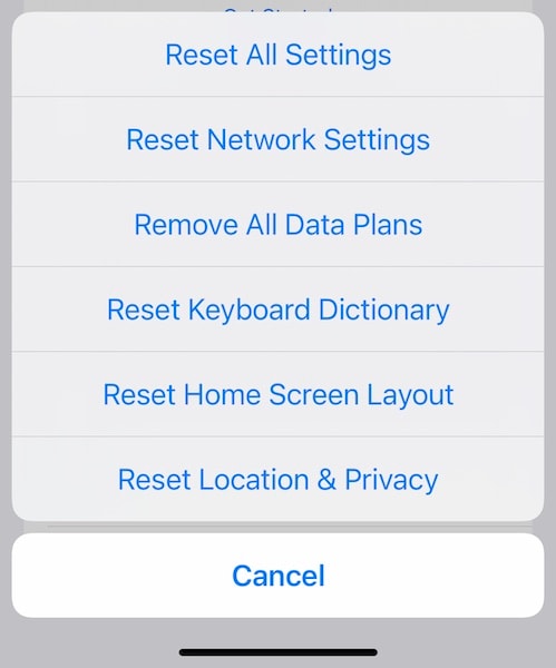 restablecer la configuración de iOS 2
