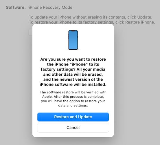 výzva k aktualizaci nebo obnovení iphone