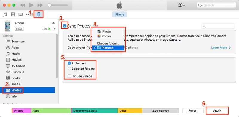 Verwenden Sie iTunes, um das iPhone-Hintergrundbild zu übertragen
