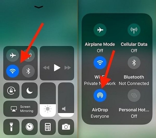 iphone airdrop etkinleştirme