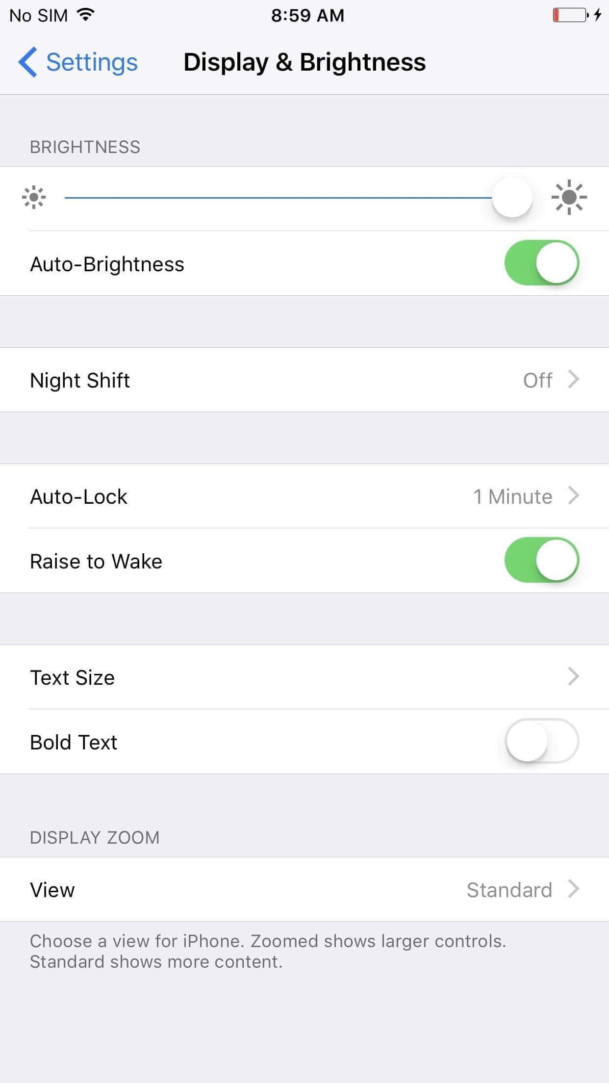 Beyaz ekranı düzeltmek için iPhone otomatik parlaklık devre dışı bırakma