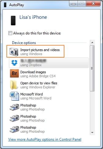 importera iphone kamerarulle till Windows PC