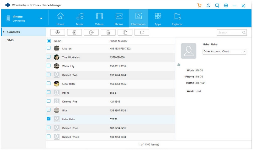 El mejor software de escritorio para sincronizar contactos de iPhone - Wondershare TunesGo