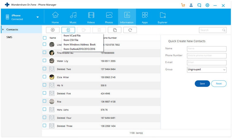 administrer filer fra pc til ipad - Importer kontakter fra pc til iPad
