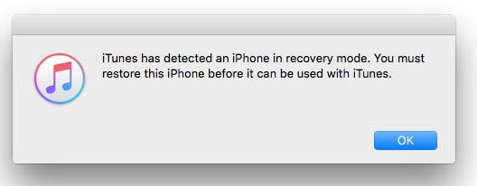 iTunes on havainnut iPhonen palautustilassa