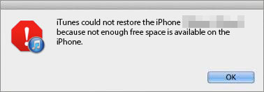 مشكلة استعادة itunes ليست كافية تخزين iPhone