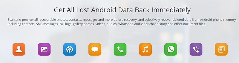 Tipos de dados suportados pelo Jihosoft Android Phone Recovery