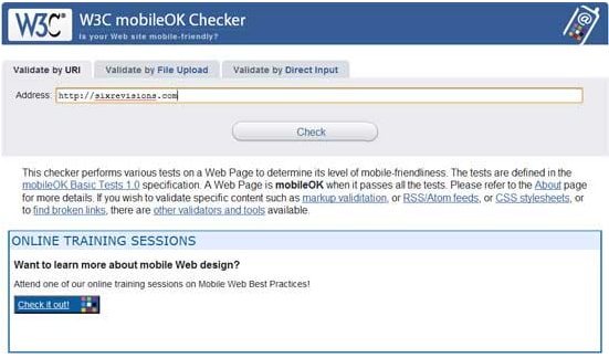 mobil emulator-W3C mobil OK checker