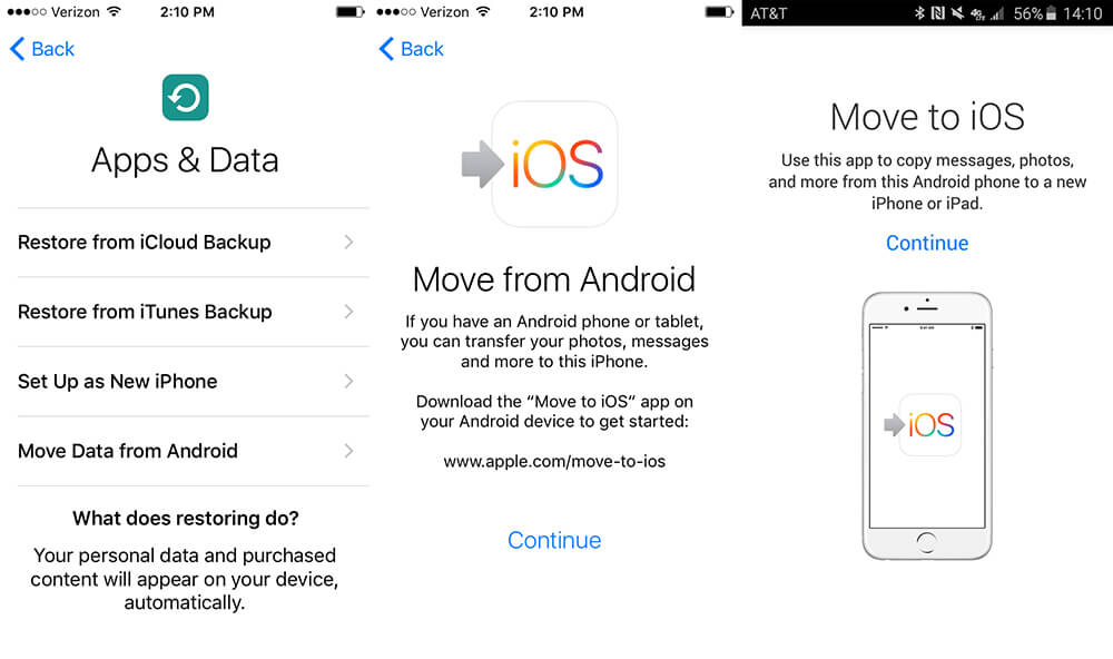 adatok átvitele a samsungról iPhone XS/11-re a Mozgás az ios rendszerre funkcióval
