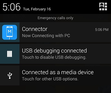 USB-Debugging verbunden