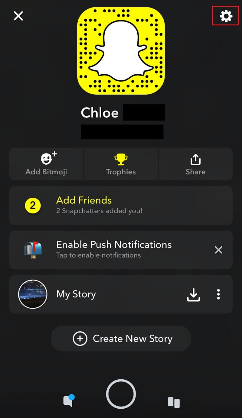удалить сообщение Snapchat из действий учетной записи