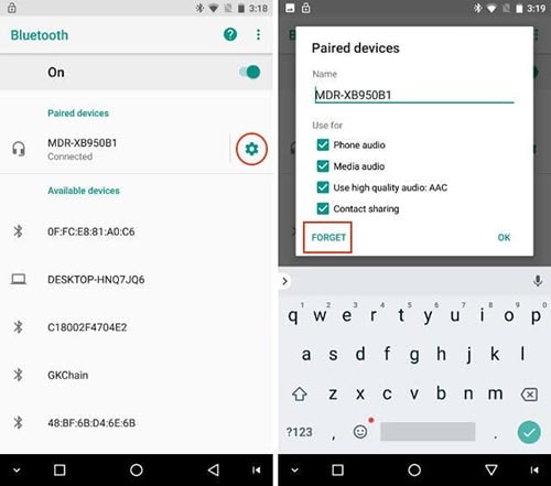 mise à jour android oreo - problème bluetooth