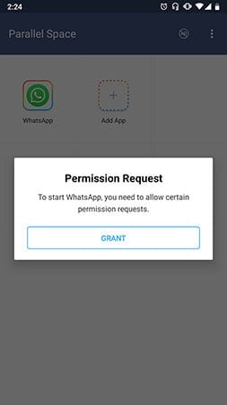 двойной WhatsApp - предоставить разрешение