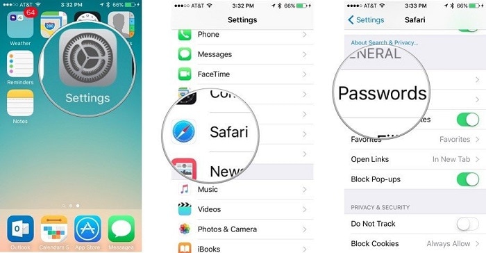 Safari password salvate iphone