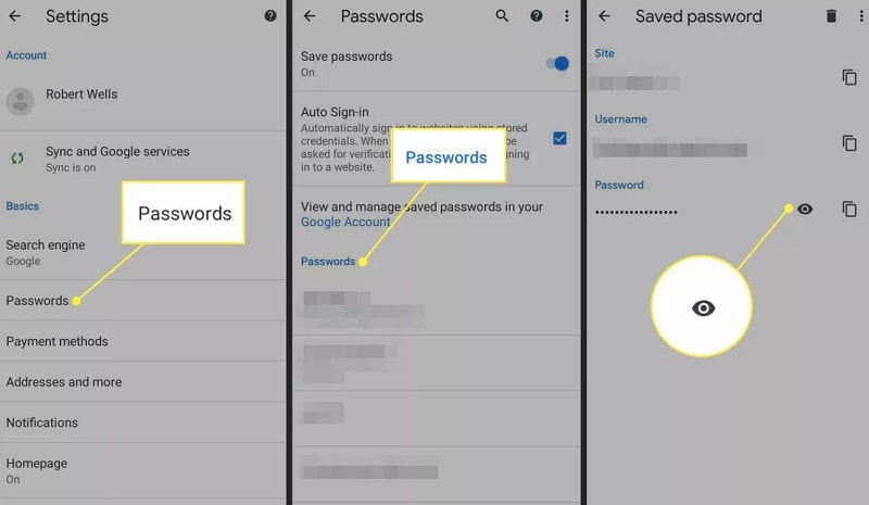 password salvate su chrome iphone