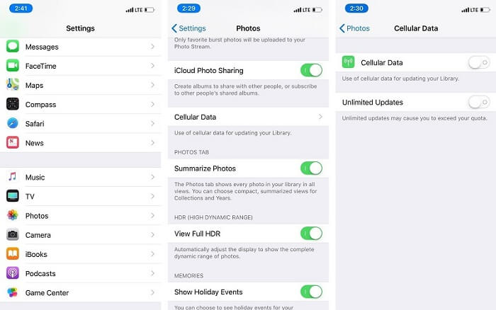 ios 12更新後照片消失-啟用蜂窩數據