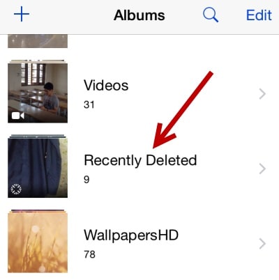 zdjęcia zniknęły po aktualizacji ios 12 - folder Ostatnio usunięte