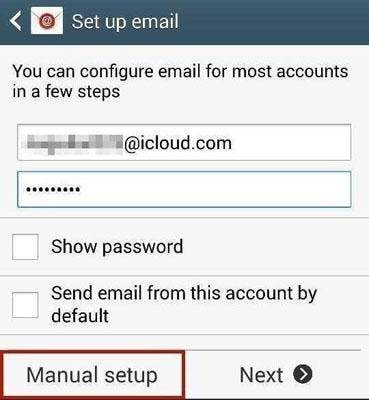 paso 2 para configurar la cuenta de iCloud en Android