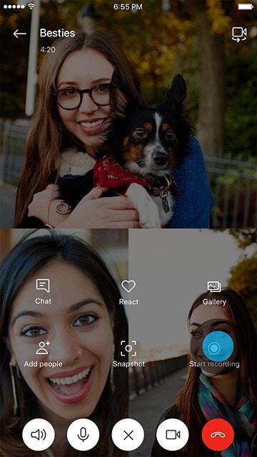 inizia a registrare su skype mobile