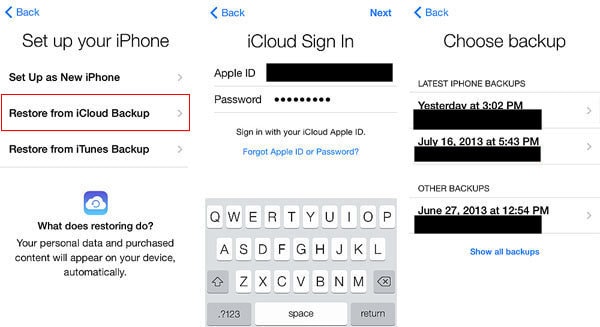 Gjenopprett iCloud Backup