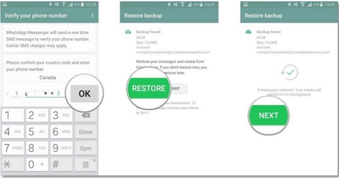 Android WhatsApp-back-up herstellen