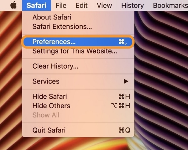 تفضيلات Safari mac