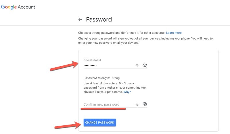Google Mail-Passwort zurücksetzen