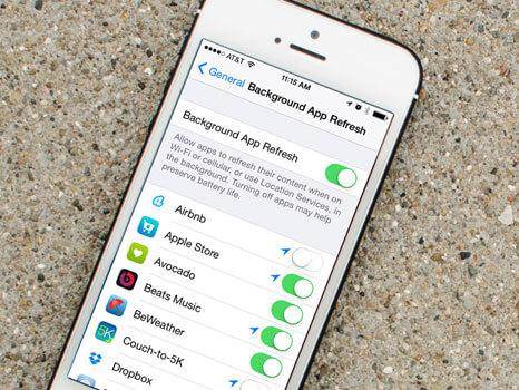 restablecer la batería del iPhone-apagar la actualización de la aplicación de fondo