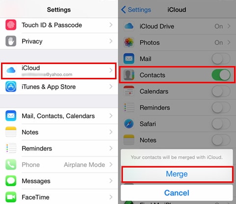 restaurar contatos do iCloud