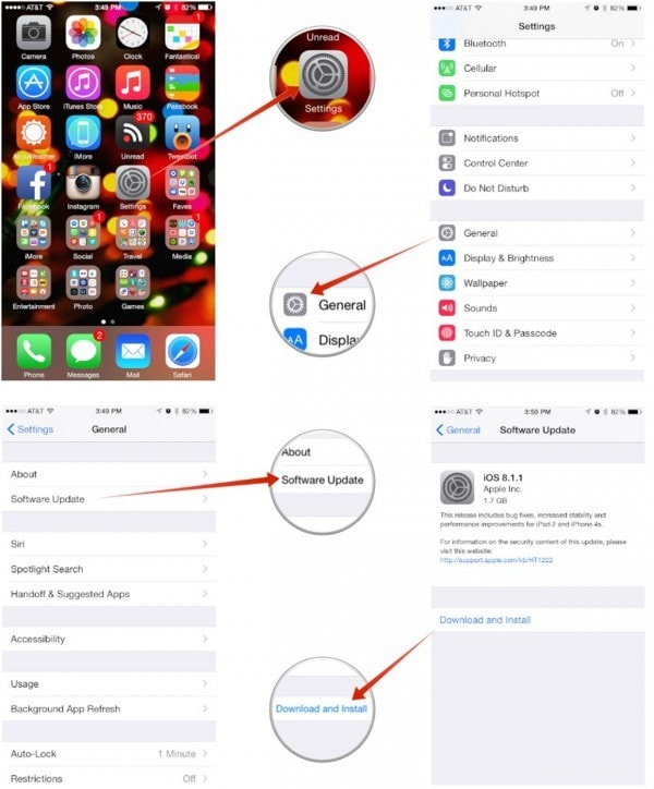 ripristina foto iPhone: aggiorna il tuo dispositivo iOS