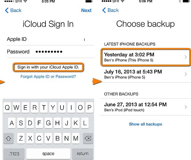 επαναφορά iphone xs από το icloud backup